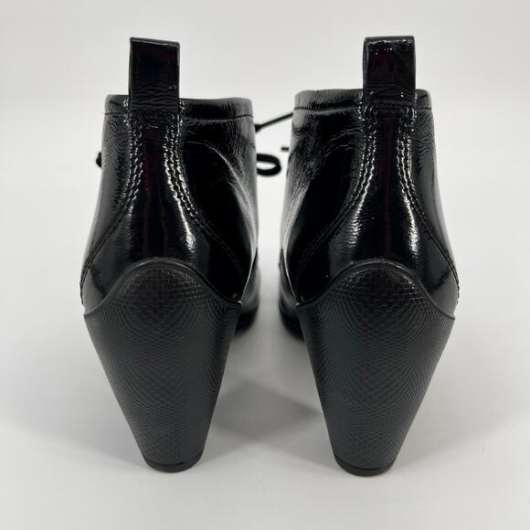 Ecco Sculptured 65 Ankle Boot Womens EU 38 US 7-7.5 Black Patent Leather Lace Up - Picture 6 of 9